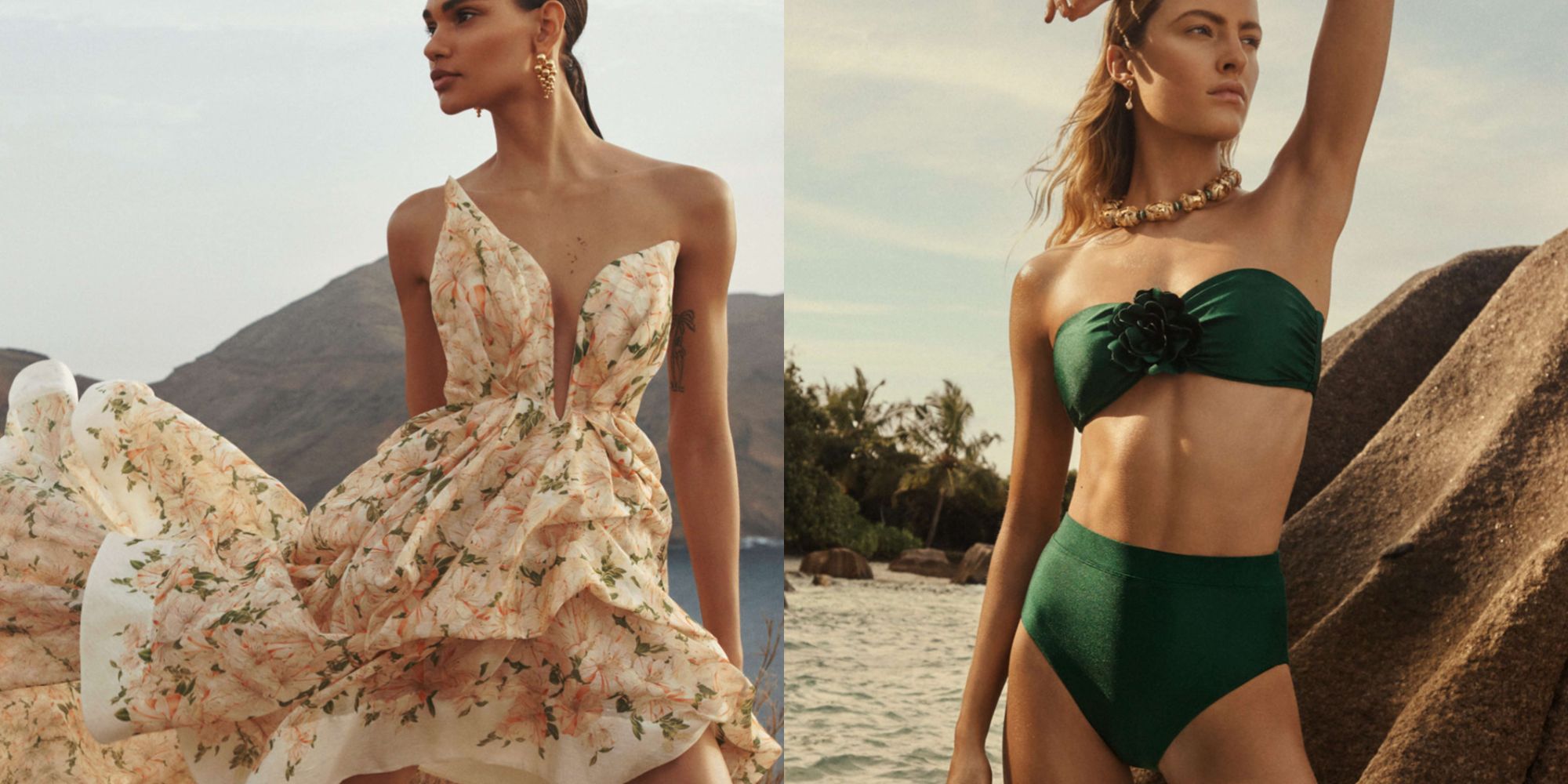 Zimmermann】DEVI PLUNGE MINI DRESS フローラル ミニドレス