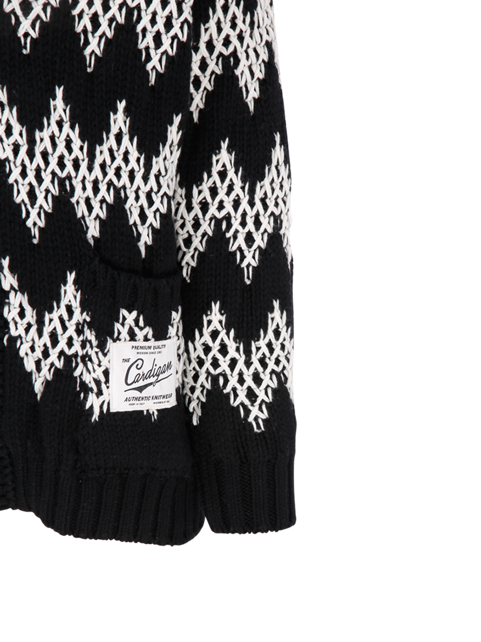 MEN MISSONI BLACK AND WHITE WOOL CARDIGAN