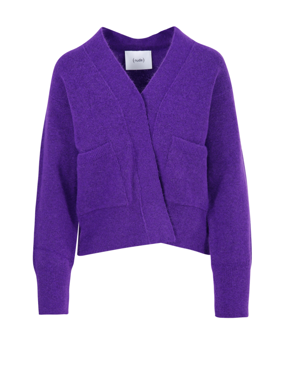WOMAN NUDE PURPLE WOOL CARDIGAN