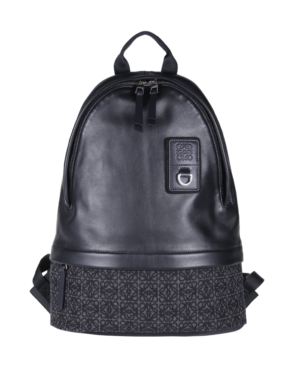 MEN LOEWE BLACK LEATHER ROUND SLIM ANAGRAM BACKPACK