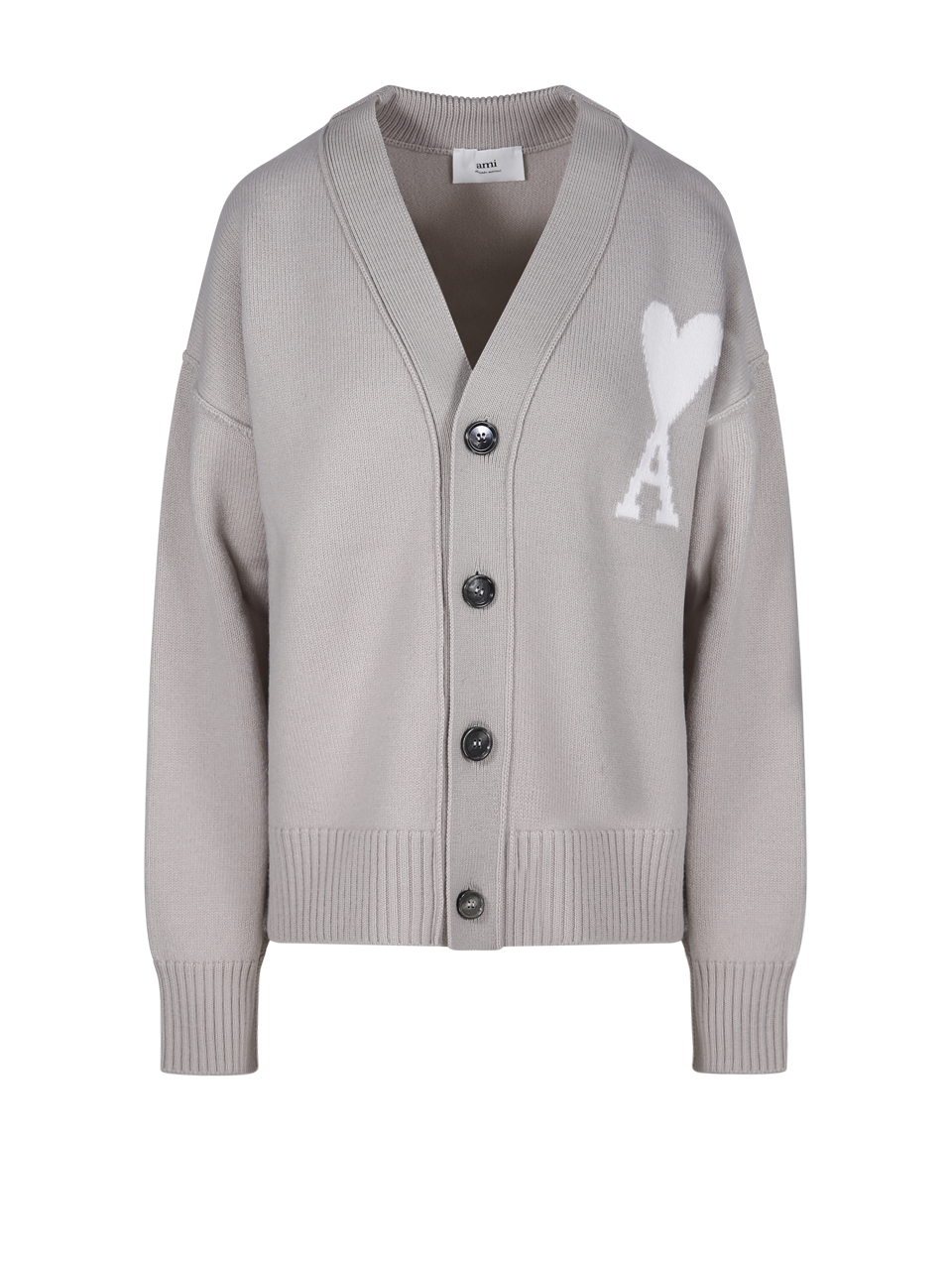 WOMAN AMI NUDE RWS WOOL CARDIGAN WITH WHITE LOGO