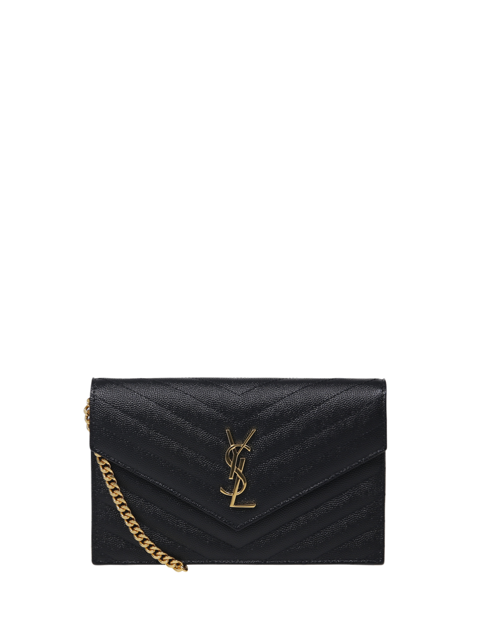 ☆関税込☆SAINT LAURENT★PORTAFOGLIO CON CATENA MONOGRAM★ SAINT LAURENT Calfskin Crocodile Embossed Monogram Uptown