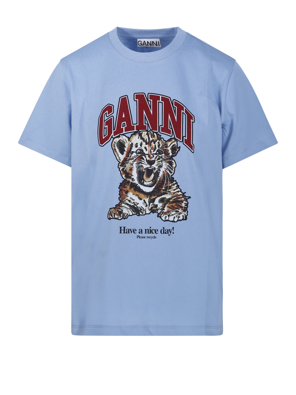 WOMAN GANNI SKY BLUE ORGANIC COTTON T-SHIRT
