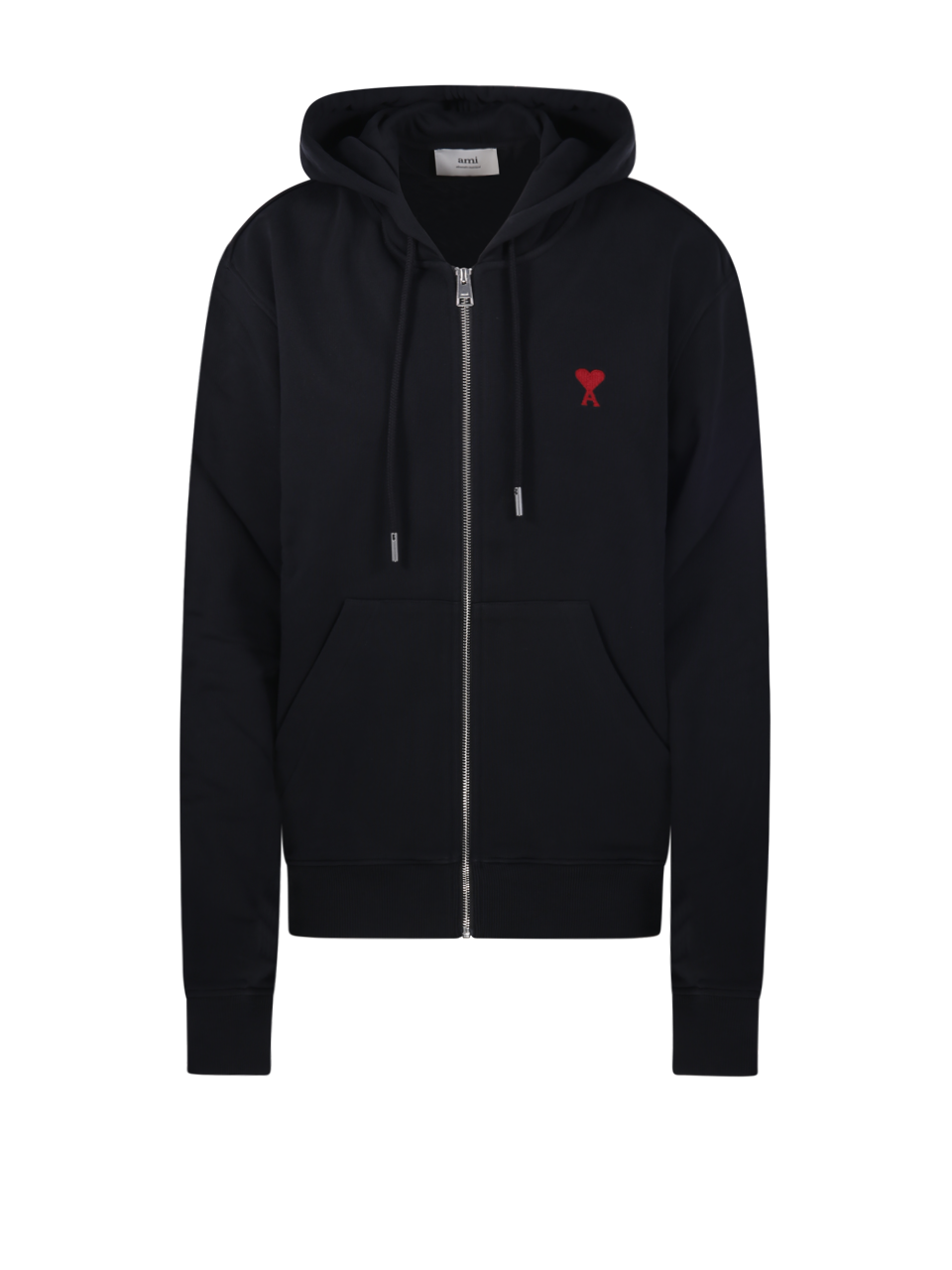 WOMAN AMI BLACK COTTON AMI DE COEUR HOODIE