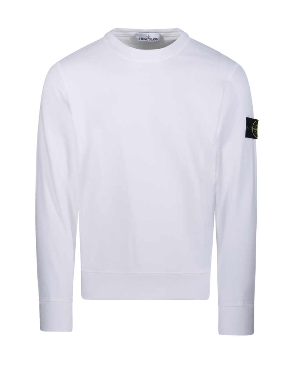 MEN STONE ISLAND WHITE COTTON ROUND NECK SWEATSHIRT
