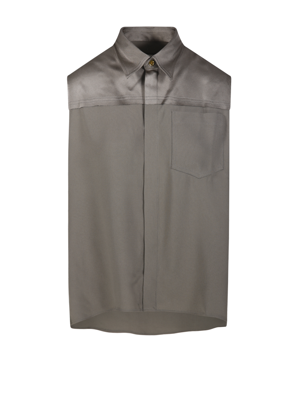 WOMAN AMI GREY ACETATE SLEEVELESS SHIRT