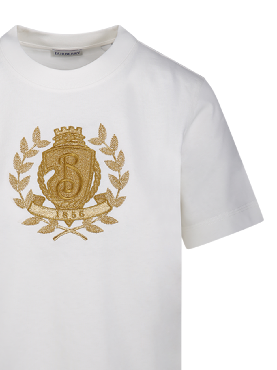 【送料&関税込】Burberry White T-shirt With Gold Embroidery White T-shirt with Embroidered Logo - Burberry - Men | WE IN