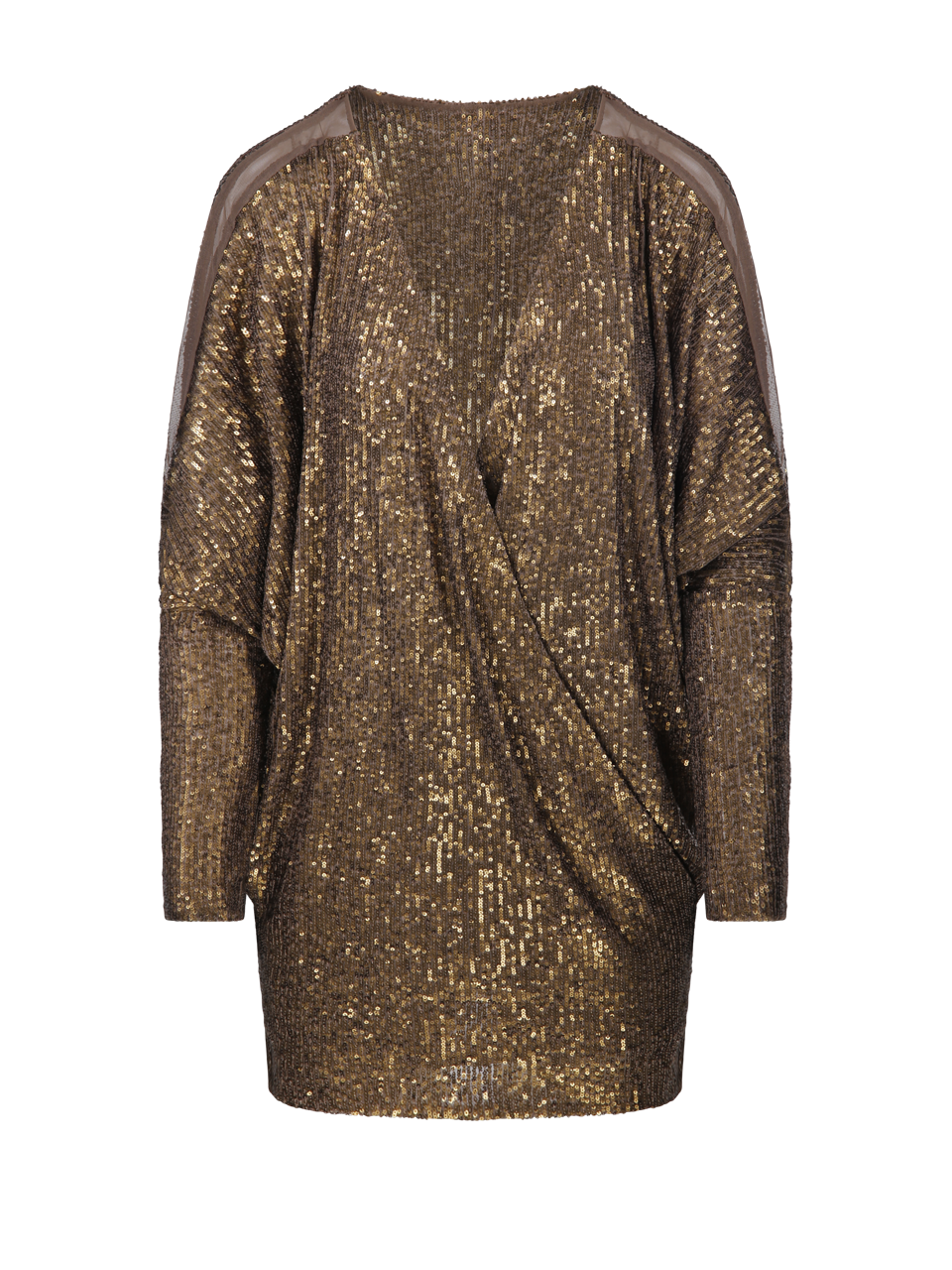 WOMAN NORMA KAMALI BROWN POLYESTER DOLMAN WRAP MINI DRESS