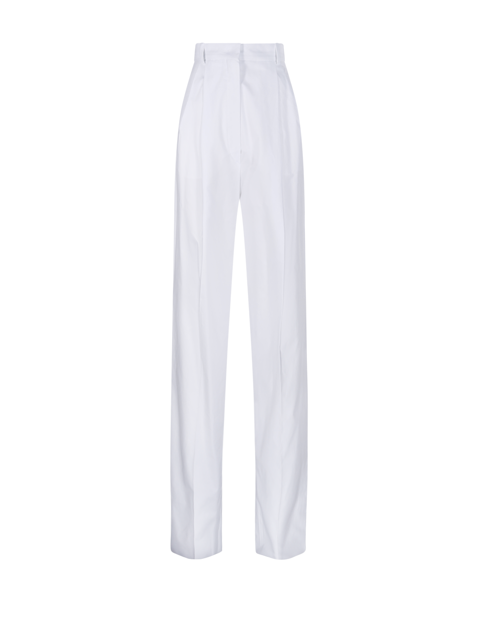 WOMAN MAXMARA SPORTMAX WHITE COTTON LEONE HIGH WAIST PANTS