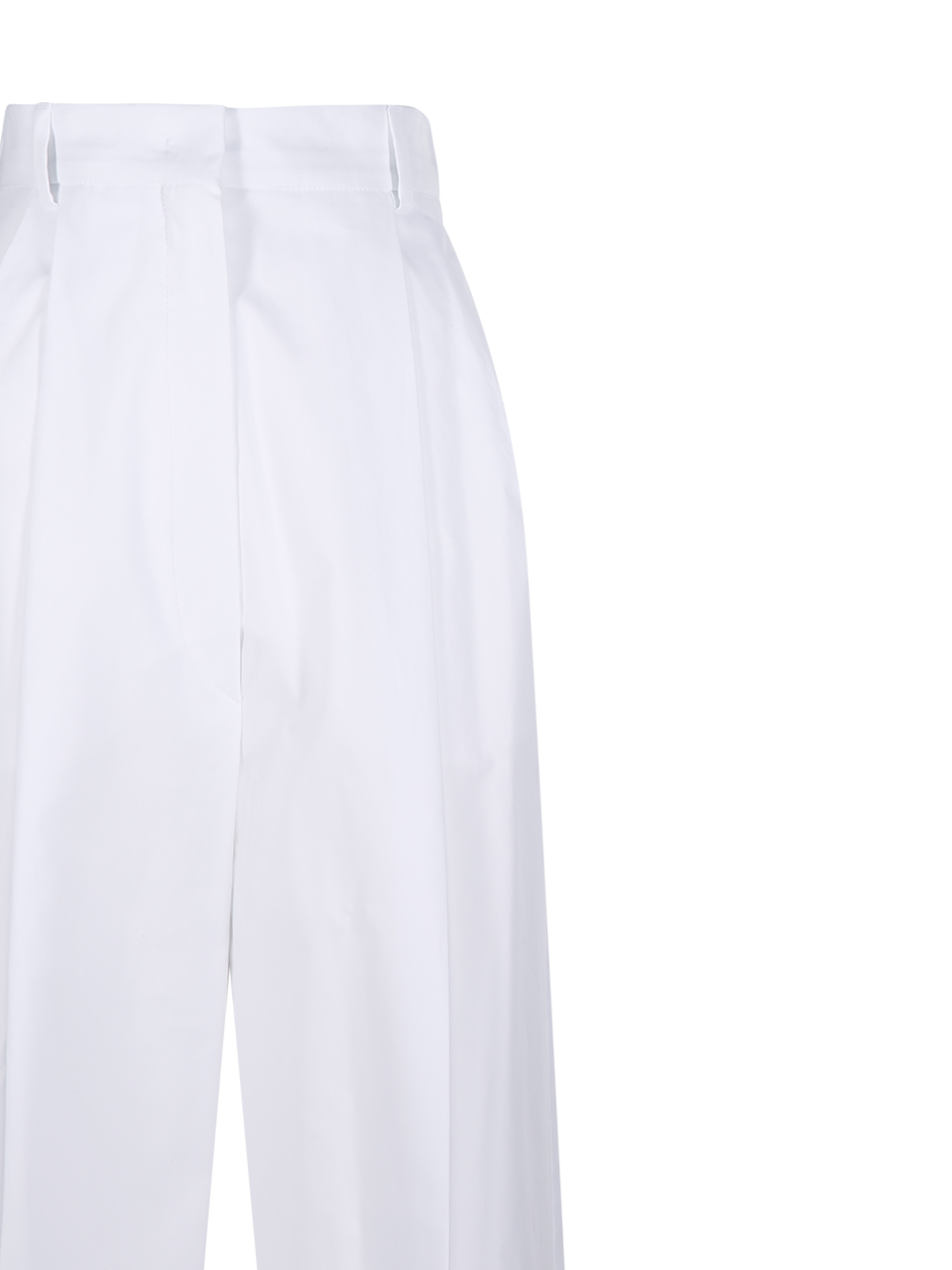 WOMAN MAXMARA SPORTMAX WHITE COTTON LEONE HIGH WAIST PANTS