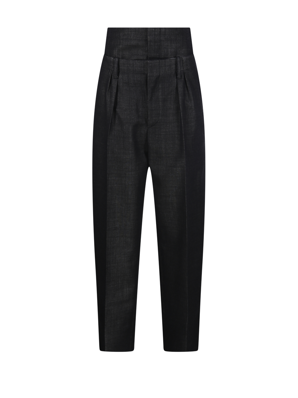 WOMAN VICTORIA BECKHAM BLACK WOOL DOUBLE WAISTBAND DETAIL TROUSER