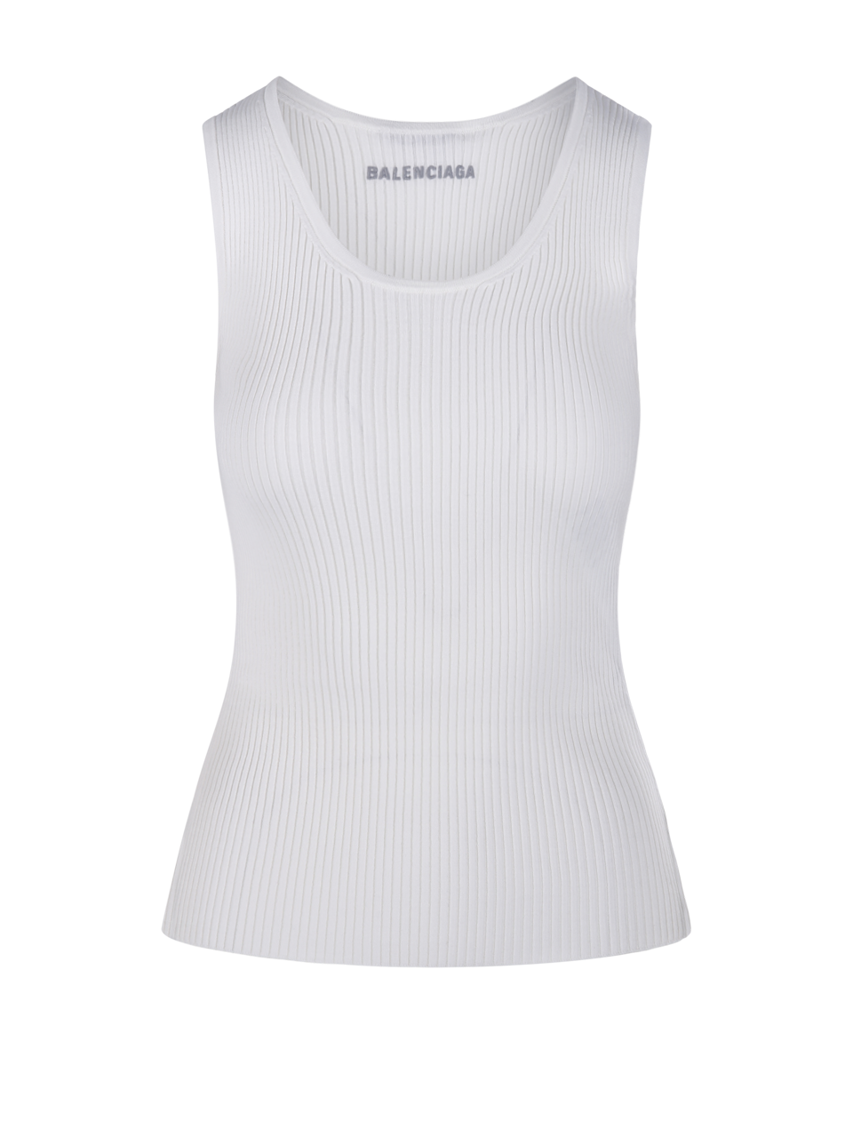 【送料&関税込】Balenciaga White Stretch Wool Blend Tank Top Balenciaga Ribbed Tank Top in White | FWRD