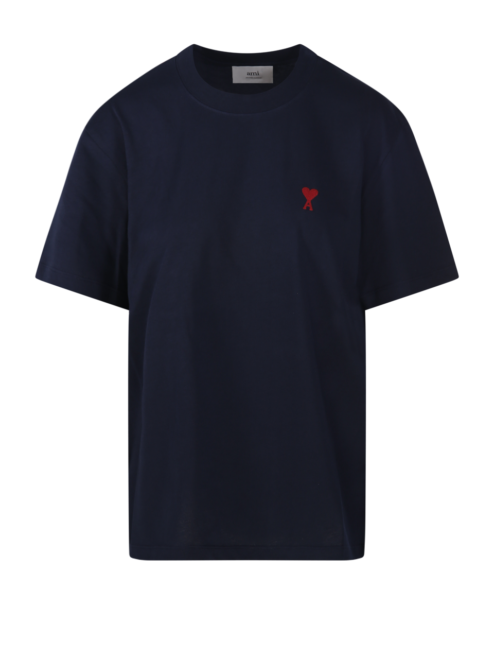 WOMAN AMI BLUE COTTON T-SHIRT 