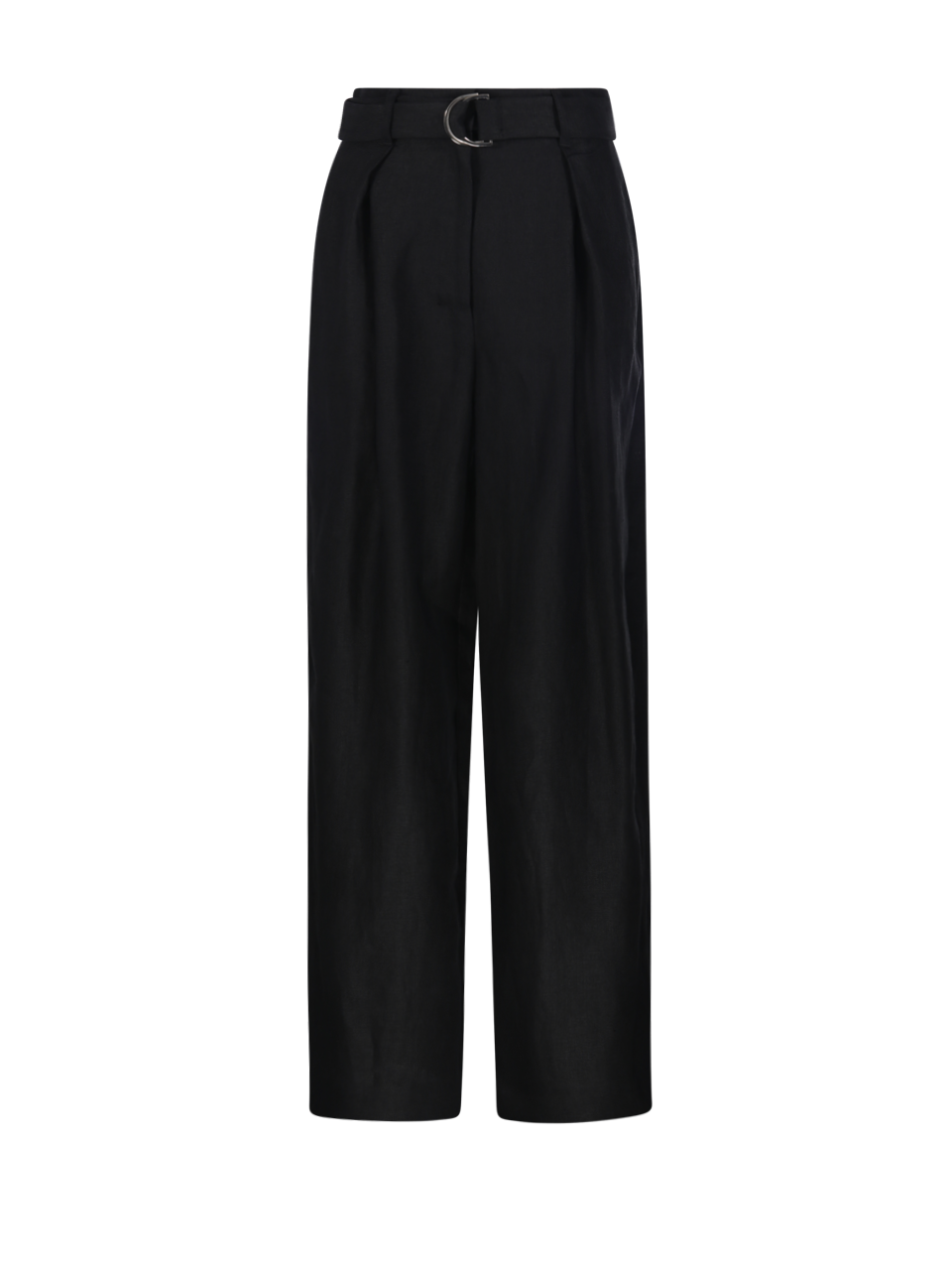 WOMAN MAXMARA S BLACK FLAXLINEN JANE BELTED PANTS