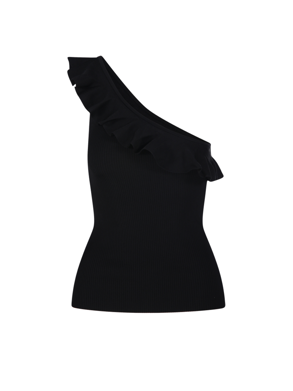 WOMAN ZIMMERMANN BLACK VISCOSE RHIANNON FRILL ASYMMETRIC TANK TOP