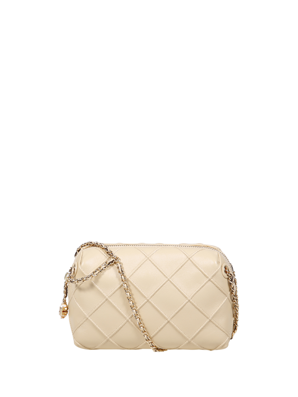 DONNA TORY BURCH BORSA A TRACOLLA FLEMING PICCOLA IN PELLE DI AGNELLO BIANCA 