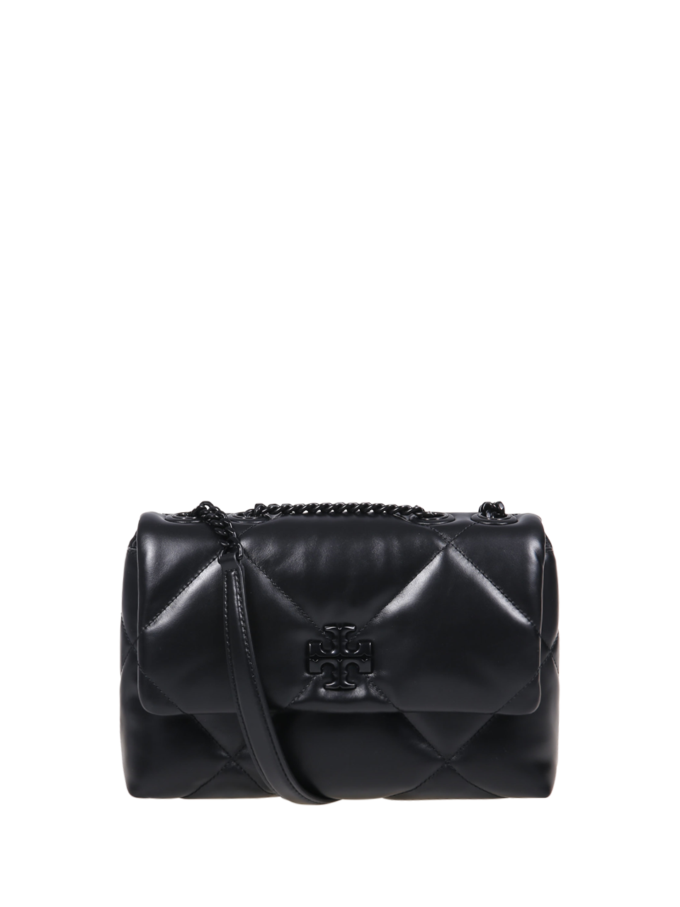 WOMAN TORY BURCH BLACK COW LEATHER KIRA DIAMOND QUILT SMALL CONVERTIBLE SHOULDER BAG