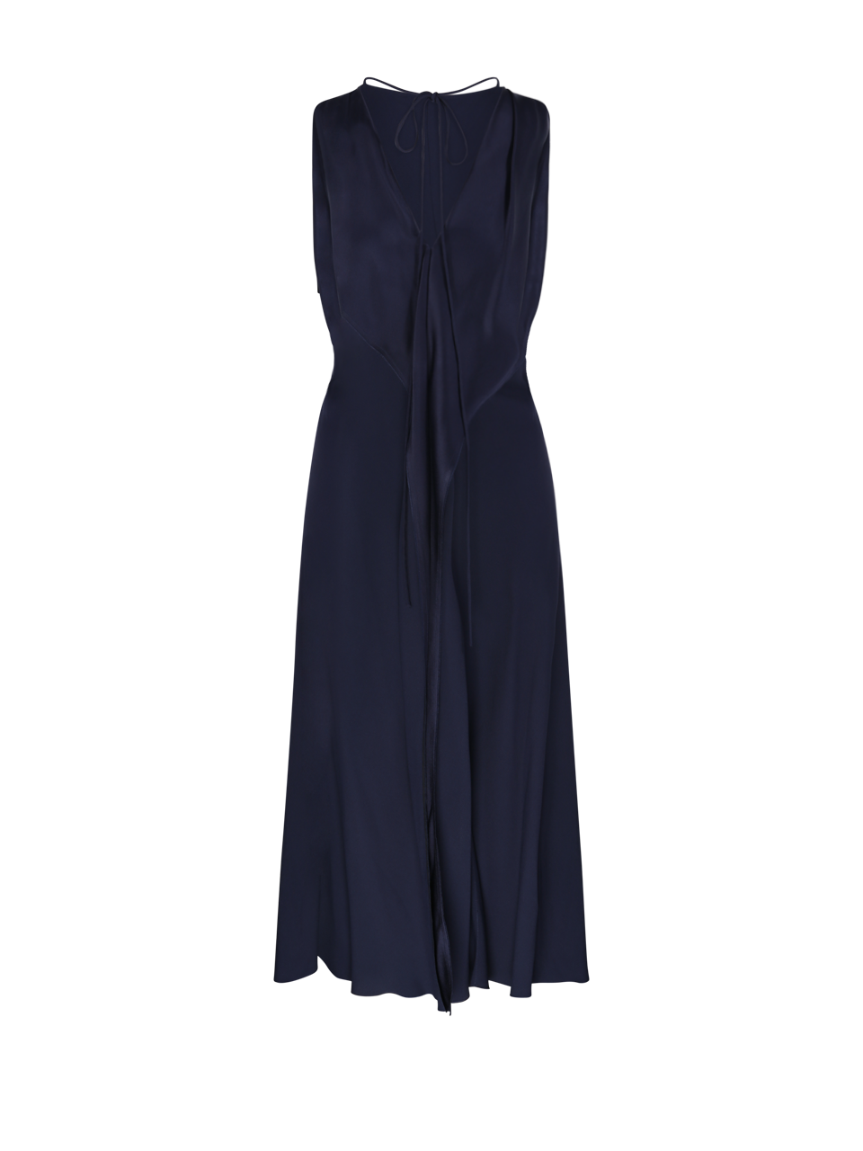 WOMAN VICTORIA BECKHAM DARK BLUE ACETATE DRAPED MIDI DRESS