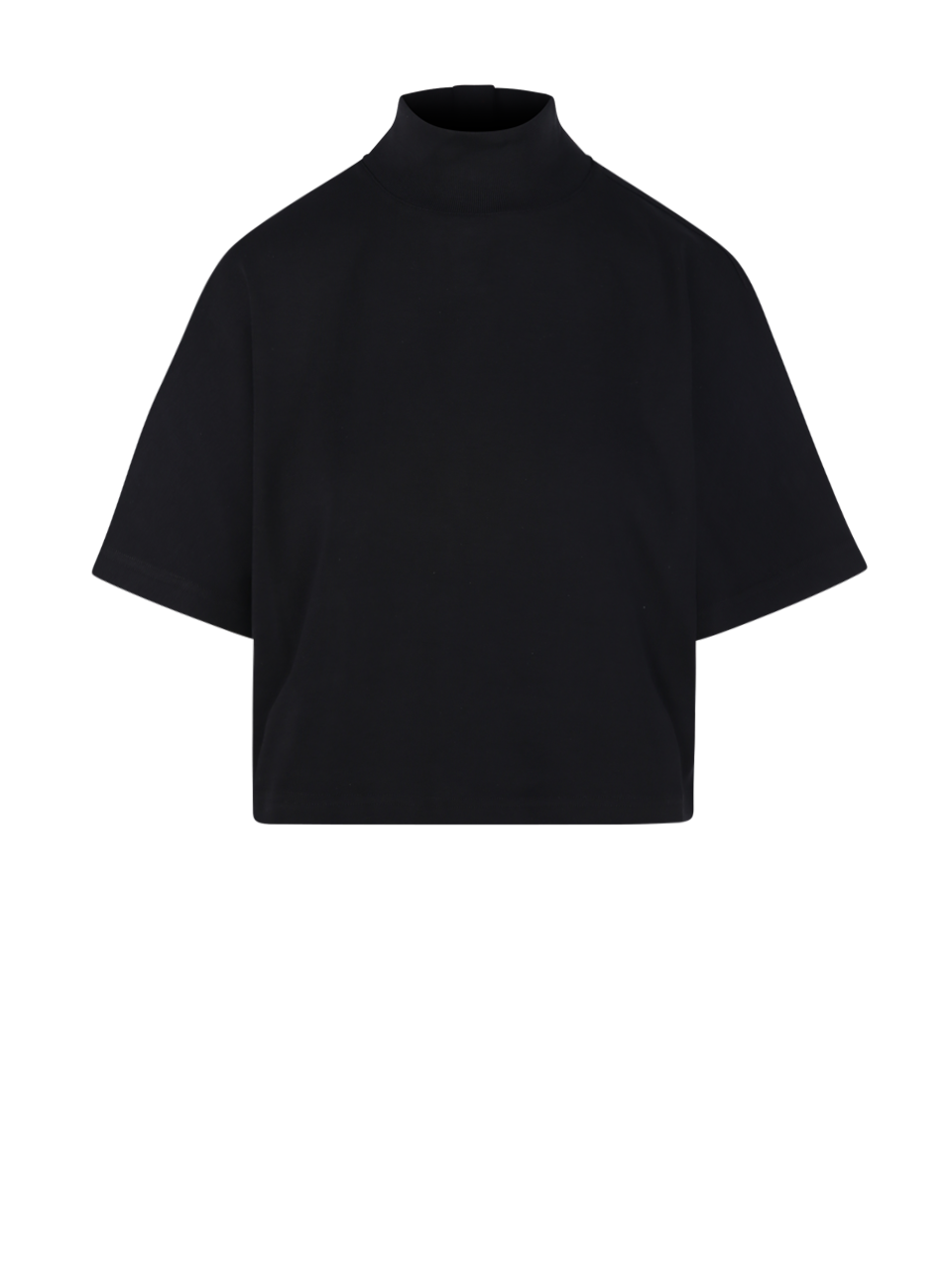 WOMAN ALAIA BLACK COTTON HIGH NECK TOP