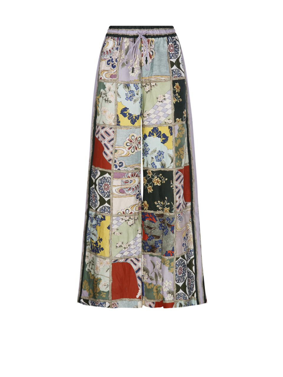 DONNA ALEMAIS PANTALONI BIANCA IN LINO EUROPEO MULTICOLORE