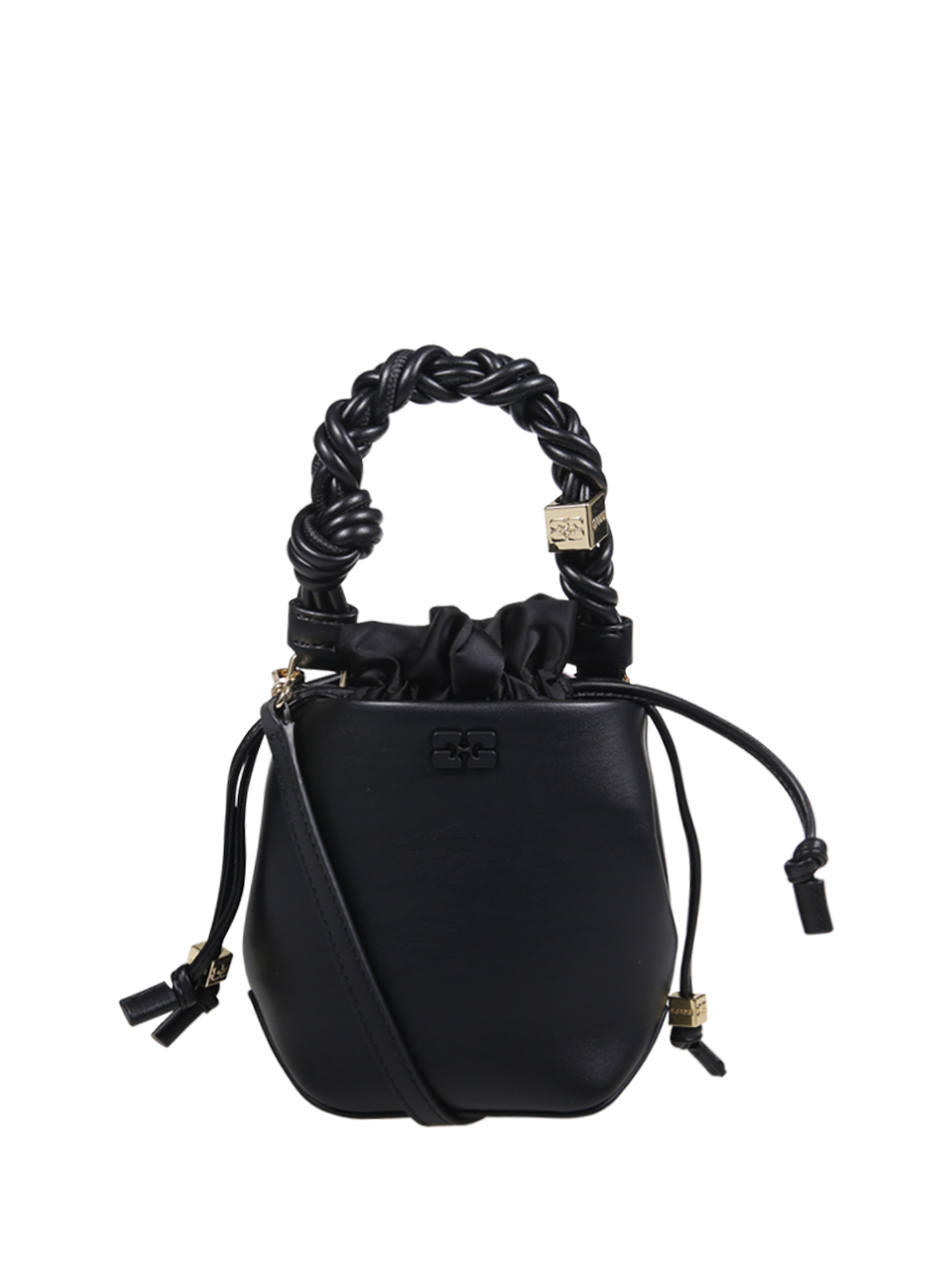 WOMAN GANNI BLACK RECYCLED LEATHER BOU BUCKET MINI BAG