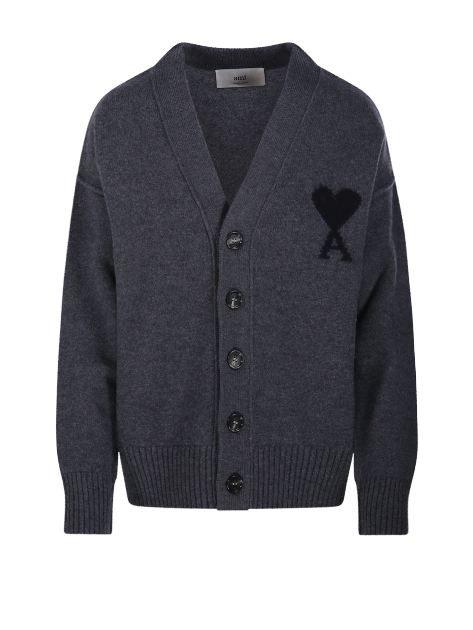 UNISEX AMI GREY WOOL ADC CARDIGAN 