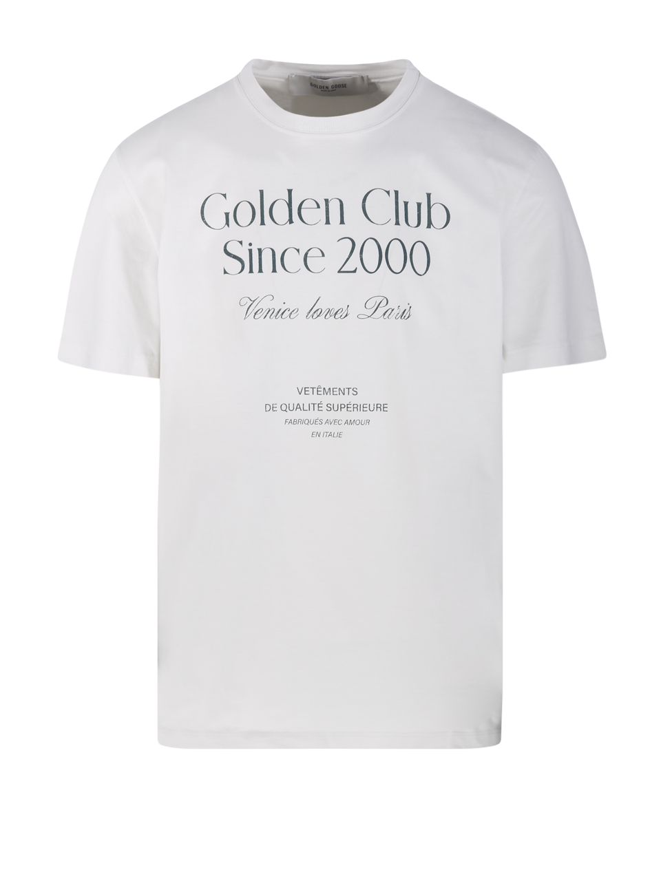 MEN GOLDEN GOOSE WHITE COTTON JOURNEY M`S T-SHIRT WITH PRINT