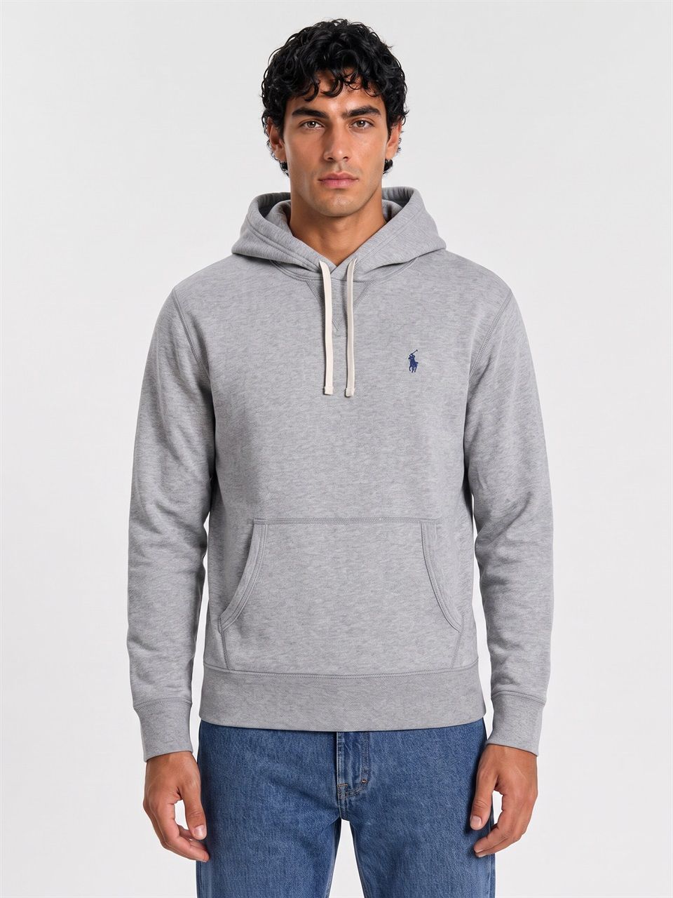 UOMO RALPH LAUREN FELPA CON CAPPUCCIO IN COTONE GRIGIO