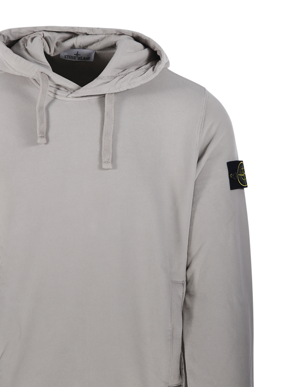 MEN STONE ISLAND LIGHT GREY COTTON HOODIE