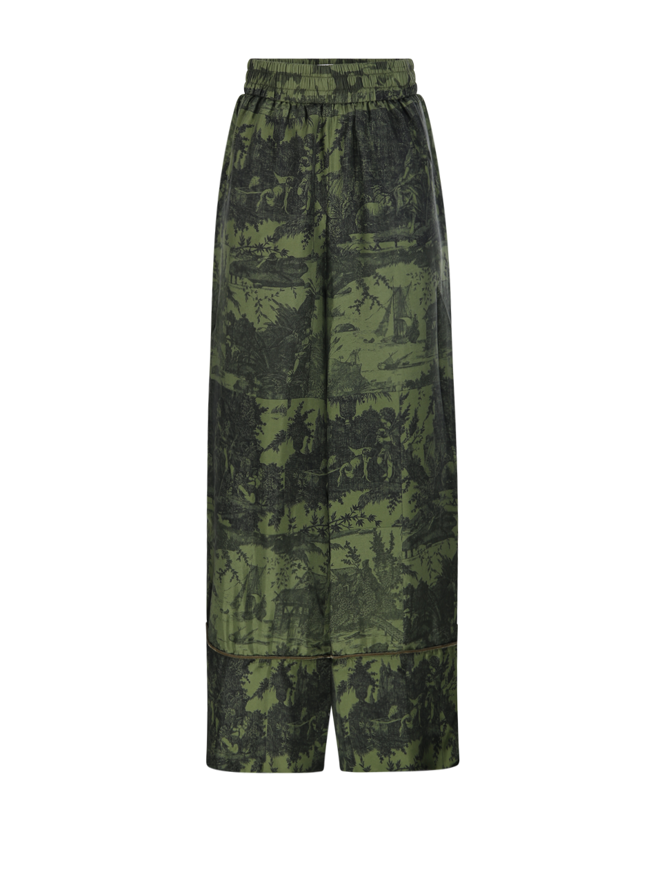 WOMAN PIERRE LOUISE MASCIA GREEN SILK ALOEGUM TROUSER