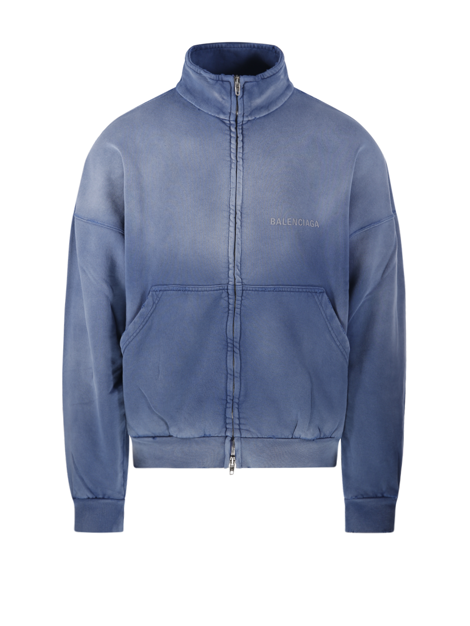 MEN BALENCIAGA BLUE COTTON ZIP-UP HOODIE 