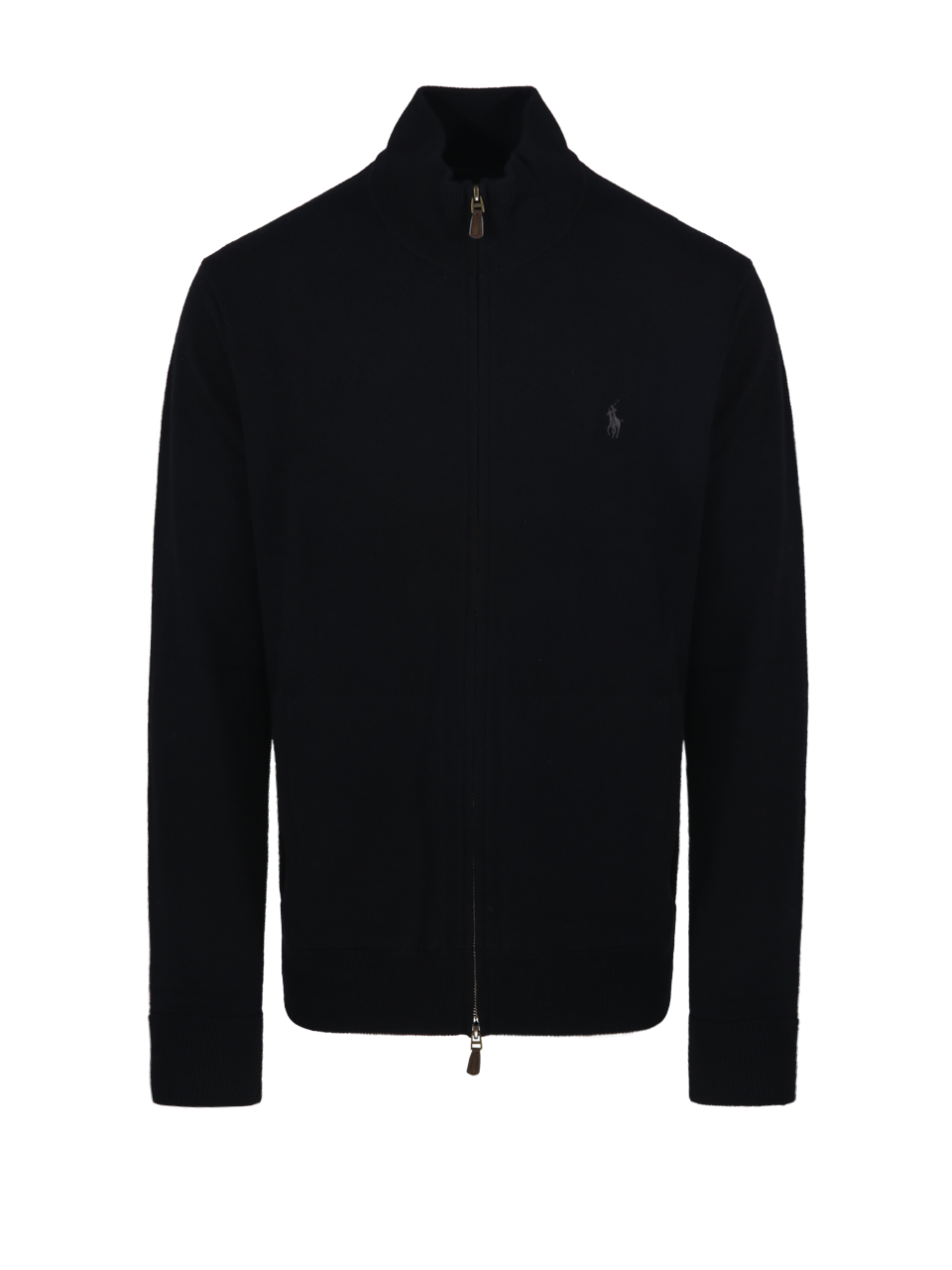 MEN RALPH LAUREN BLACK WOOL FULL ZIP SWEATER
