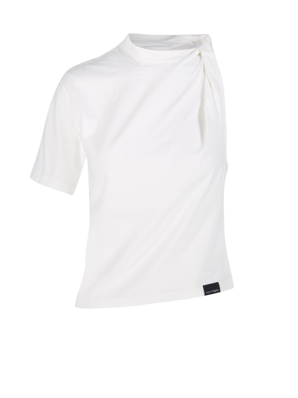 WOMAN COURREGES WHITE COTTON TWIST ASYMMETRICAL T-SHIRT