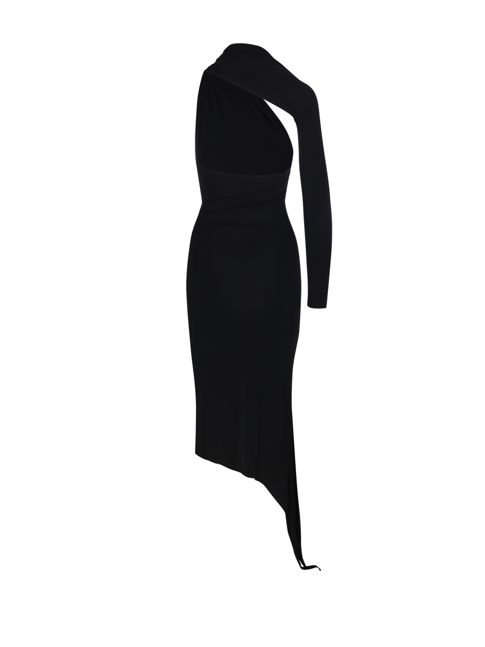 ワンピース Courreges Black Viscose Blend Dress Courrèges 1970s Vintage Numbered Black Ribbed A-line Midi