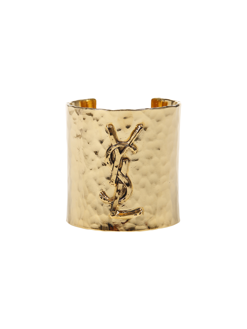 WOMAN SAINT LAURENT GOLD BRASS HAMMERED CUFF BRACELET 