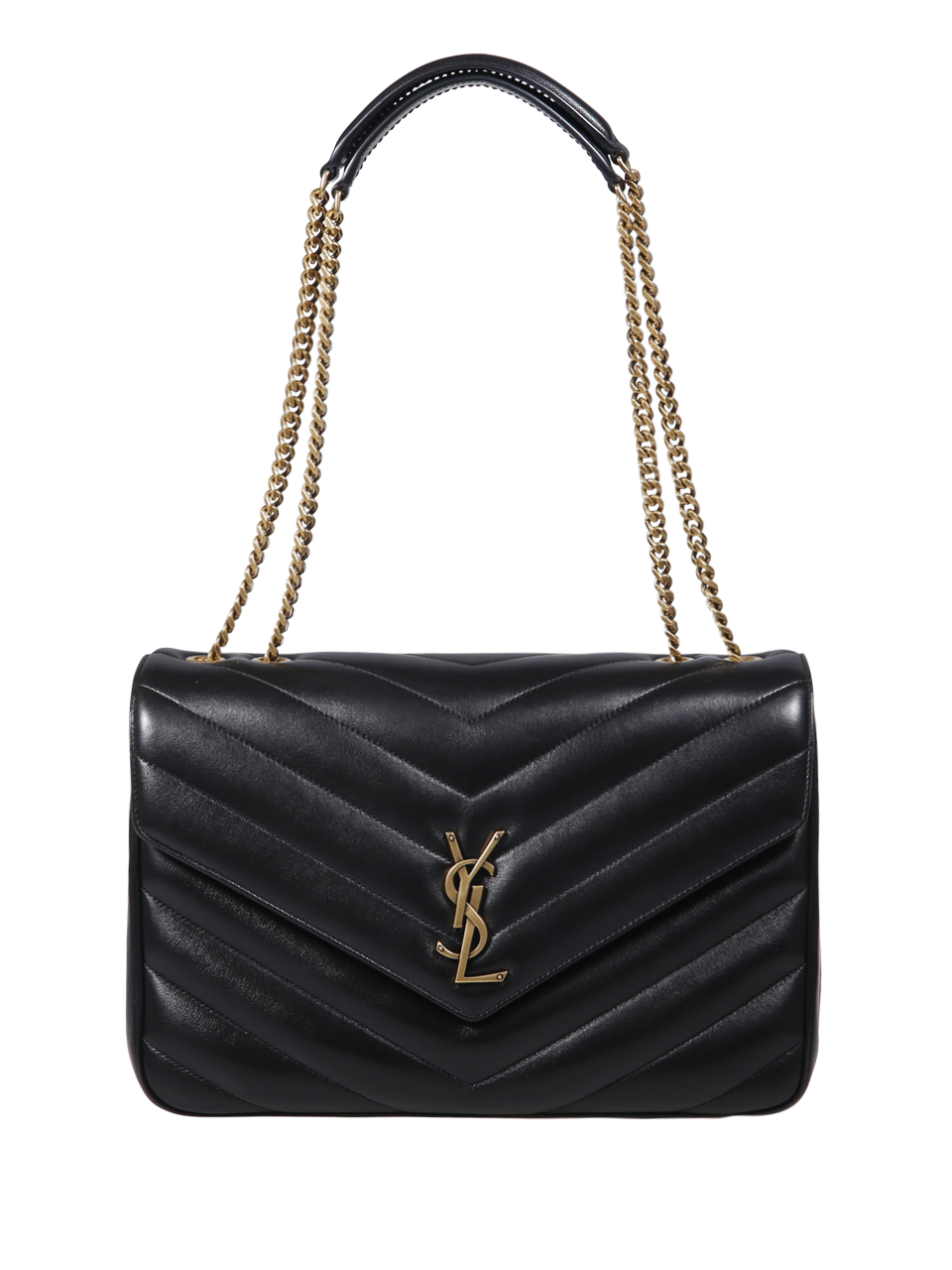 WOMAN SAINT LAURENT BLACK LAMB LEATHER LOULOU LARGE CHAIN BAG