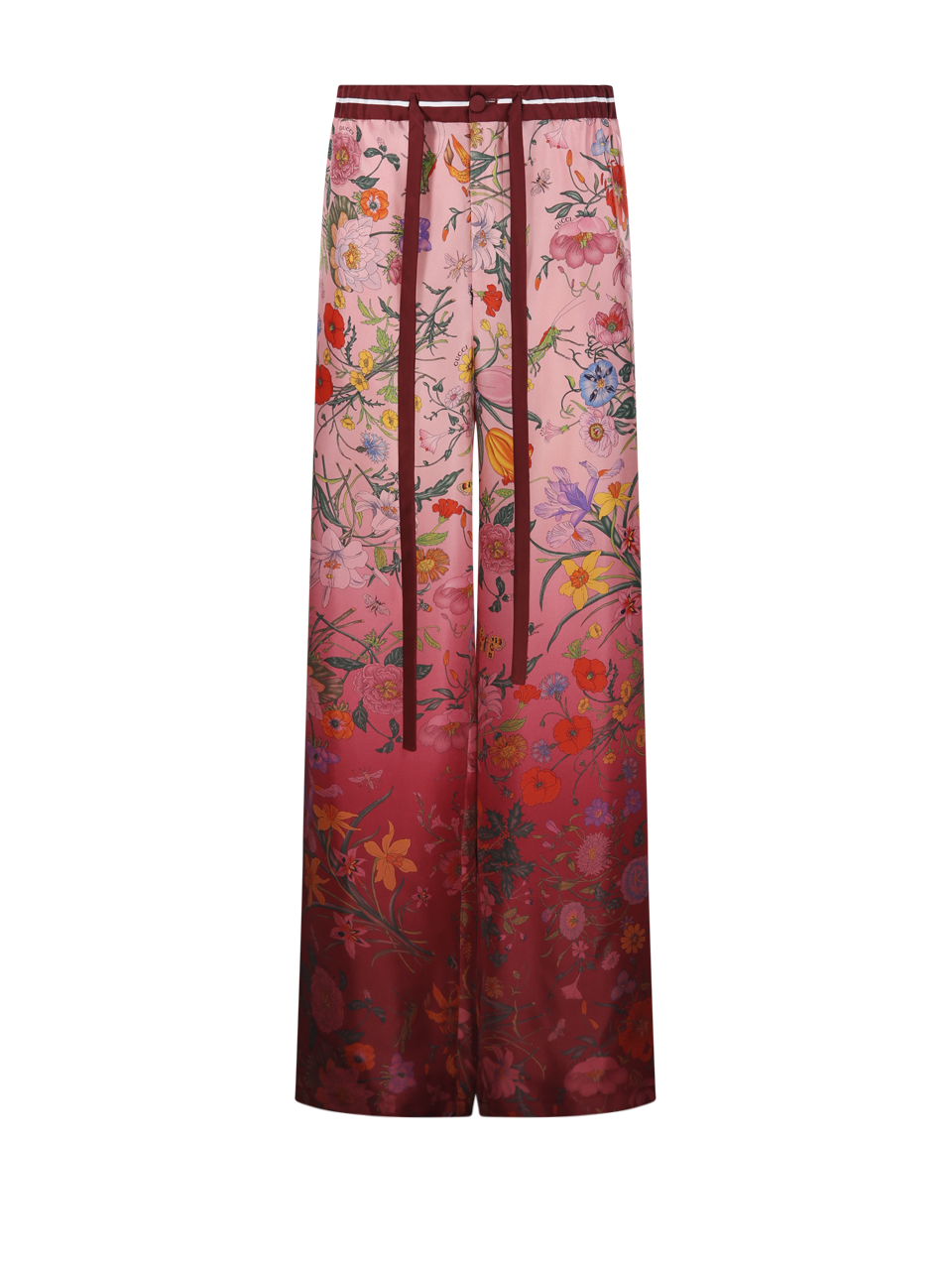 WOMAN GUCCI RED SILK PANT FLORA DEGRADE