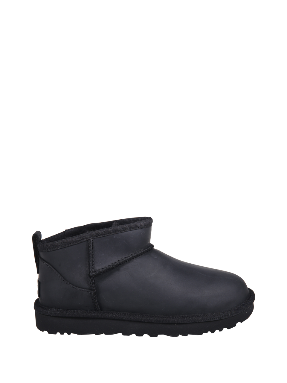 WOMAN UGG BLACK LEATHER CLASSIC ULTRA MINI BOOTS