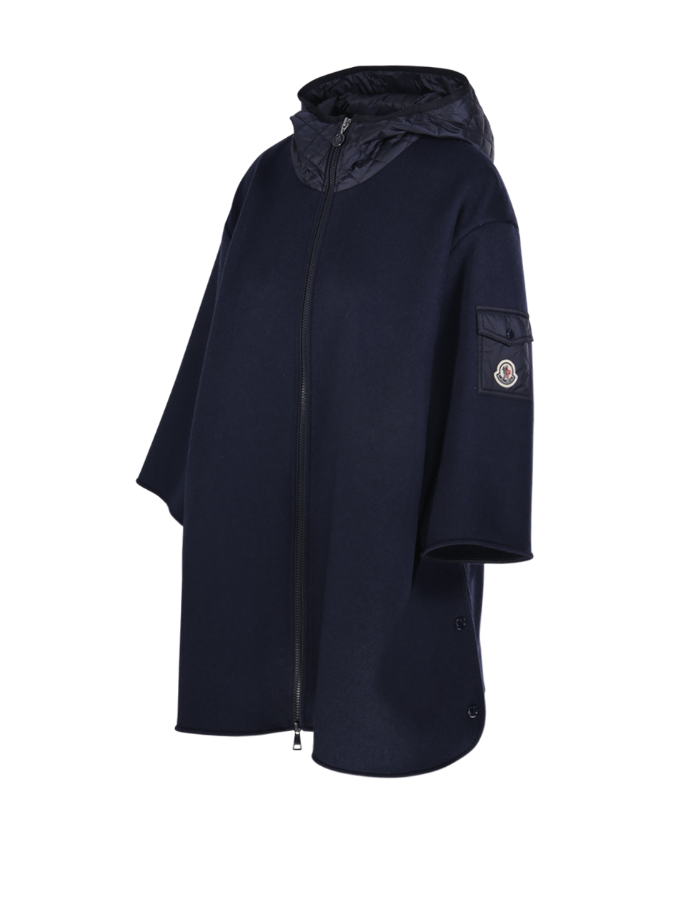 【MONCLER】Mantella imbottita in lana con cappuccio ポンチョ NEW MONCLER Mantella Puffer-Sleeve wool cape Size-S Made in