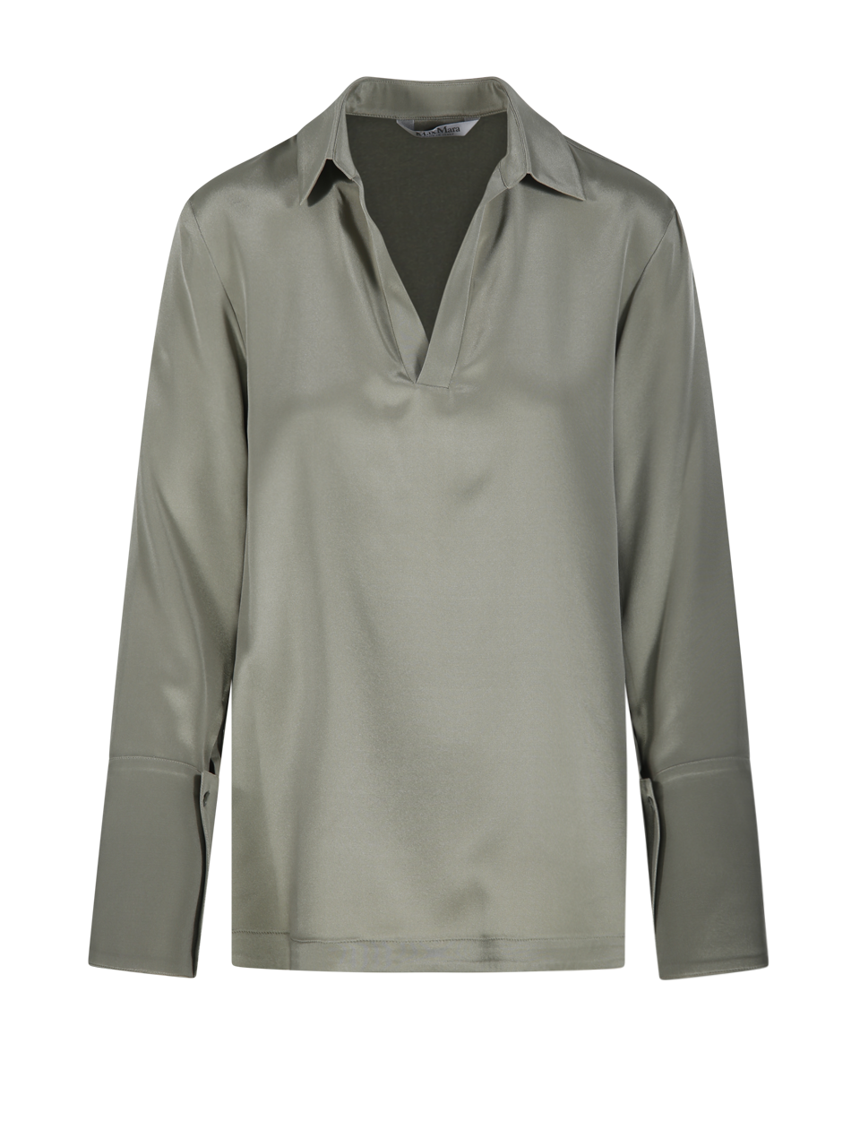 WOMAN MAXMARA PURE GREEN SILK DOVER SHIRT 