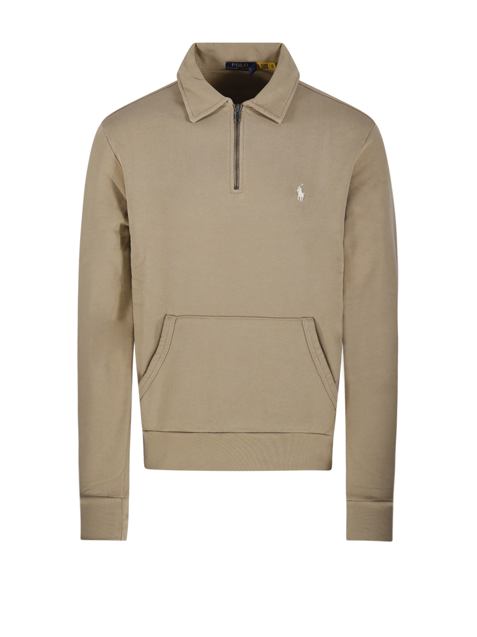 MEN RALPH LAUREN BEIGE COTTON HALF ZIP SWEATSHIRT