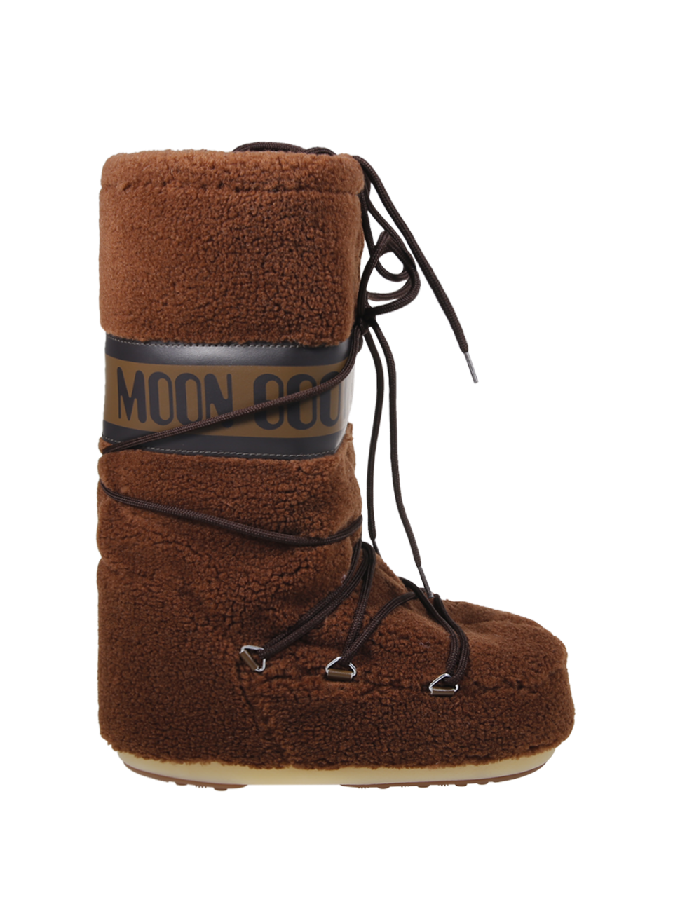 WOMAN MOON BOOT BROWN ACRYLIC ICON FLEECE BOOT
