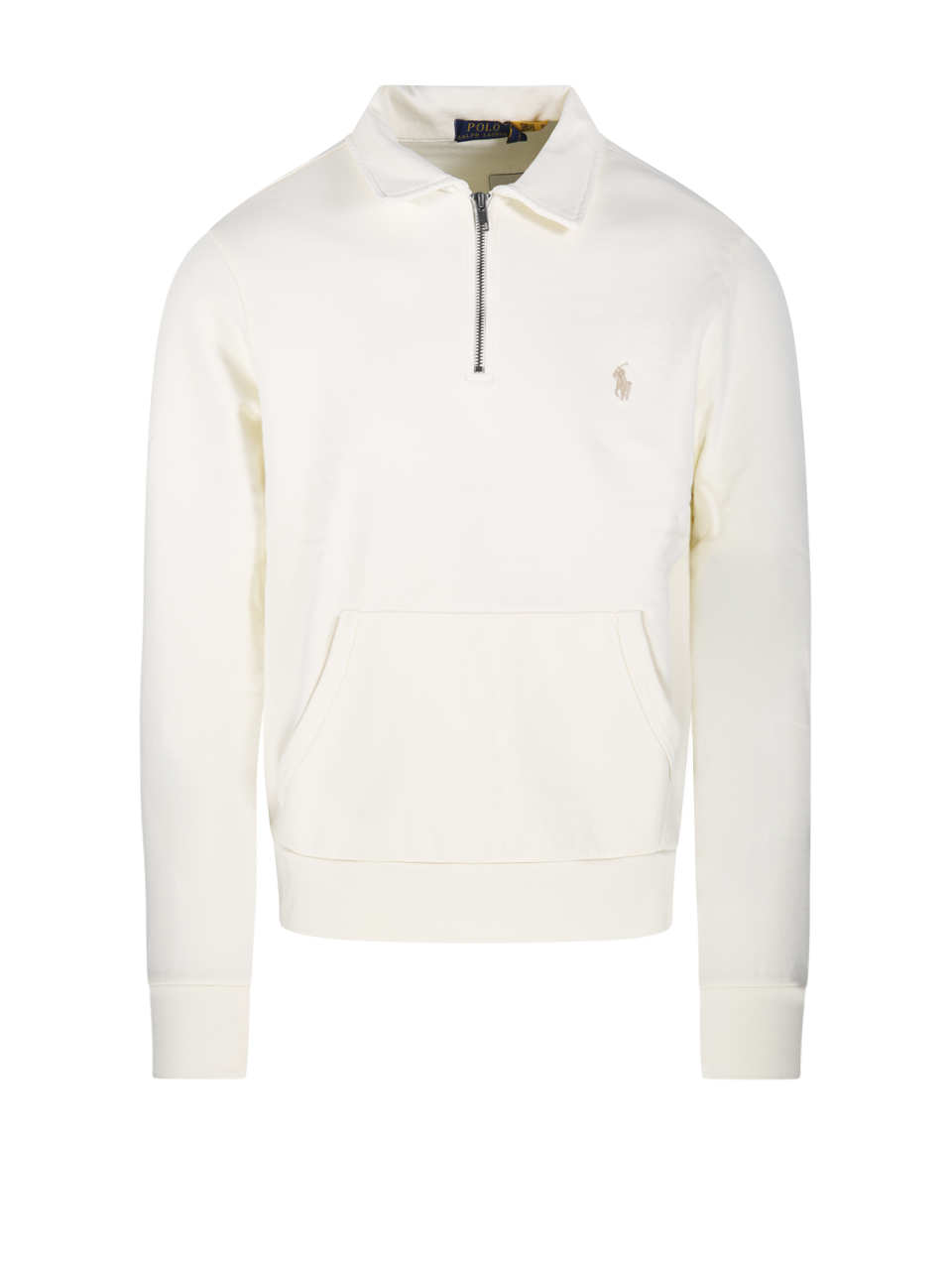 MEN RALPH LAUREN WHITE COTTON HALF ZIP SWEATSHIRT