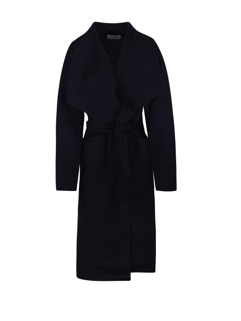 WOMAN THE DYNAMIS STUDIO DARK BLUE WOOL HELSINKI ENVELOPE COAT