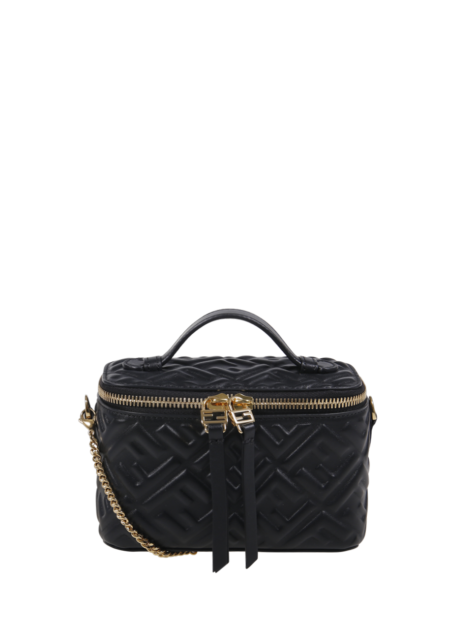 WOMAN FENDI BLACK LAMB LEATHER VANITY BAG