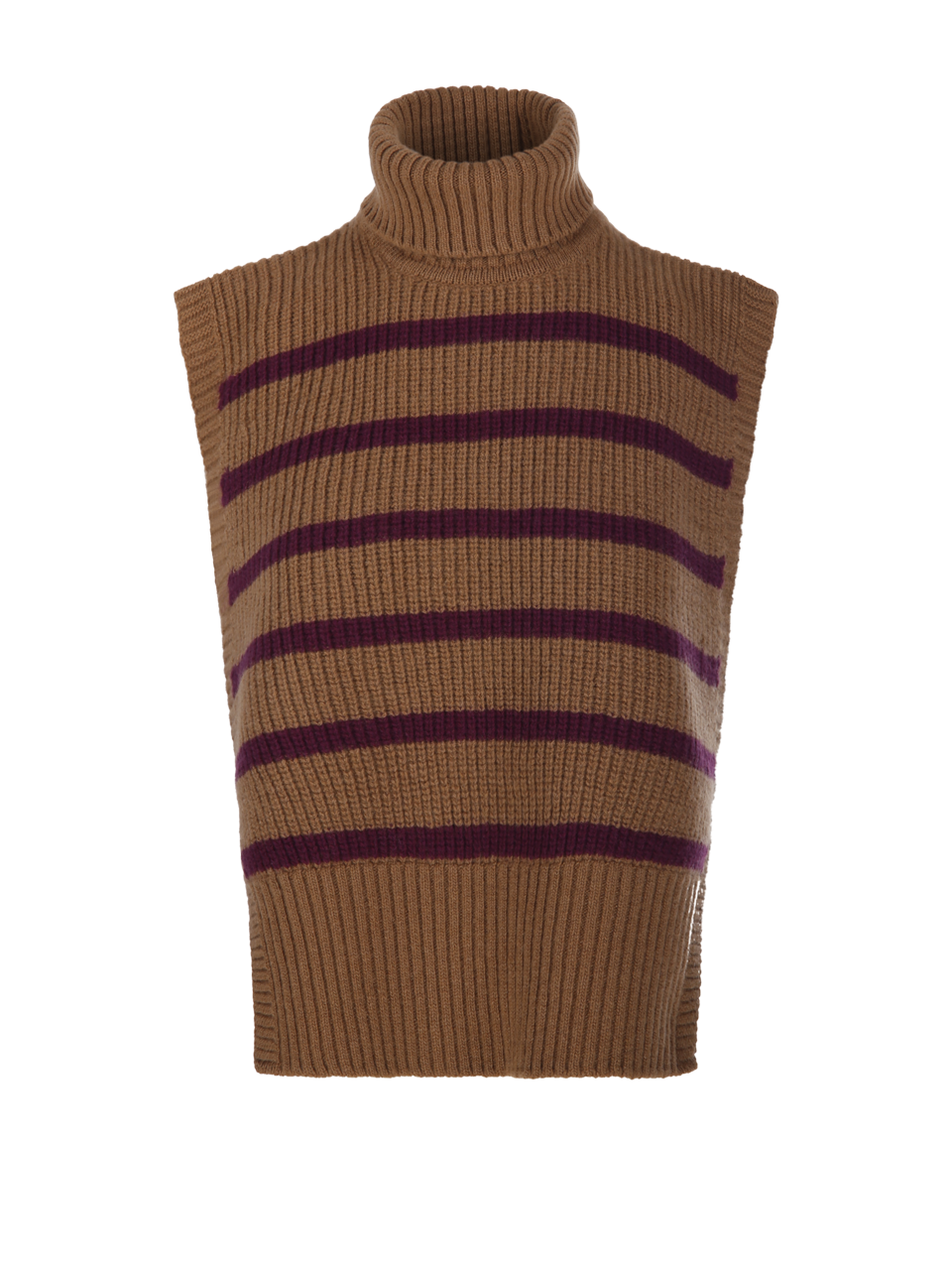 DONNA DAVANTINO MAGLIONE RIGATO IN LANA MARRONE 