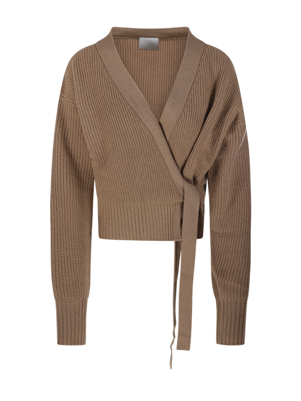 WOMAN ALLUDE BEIGE WOOL WRAP-CARDIGAN 
