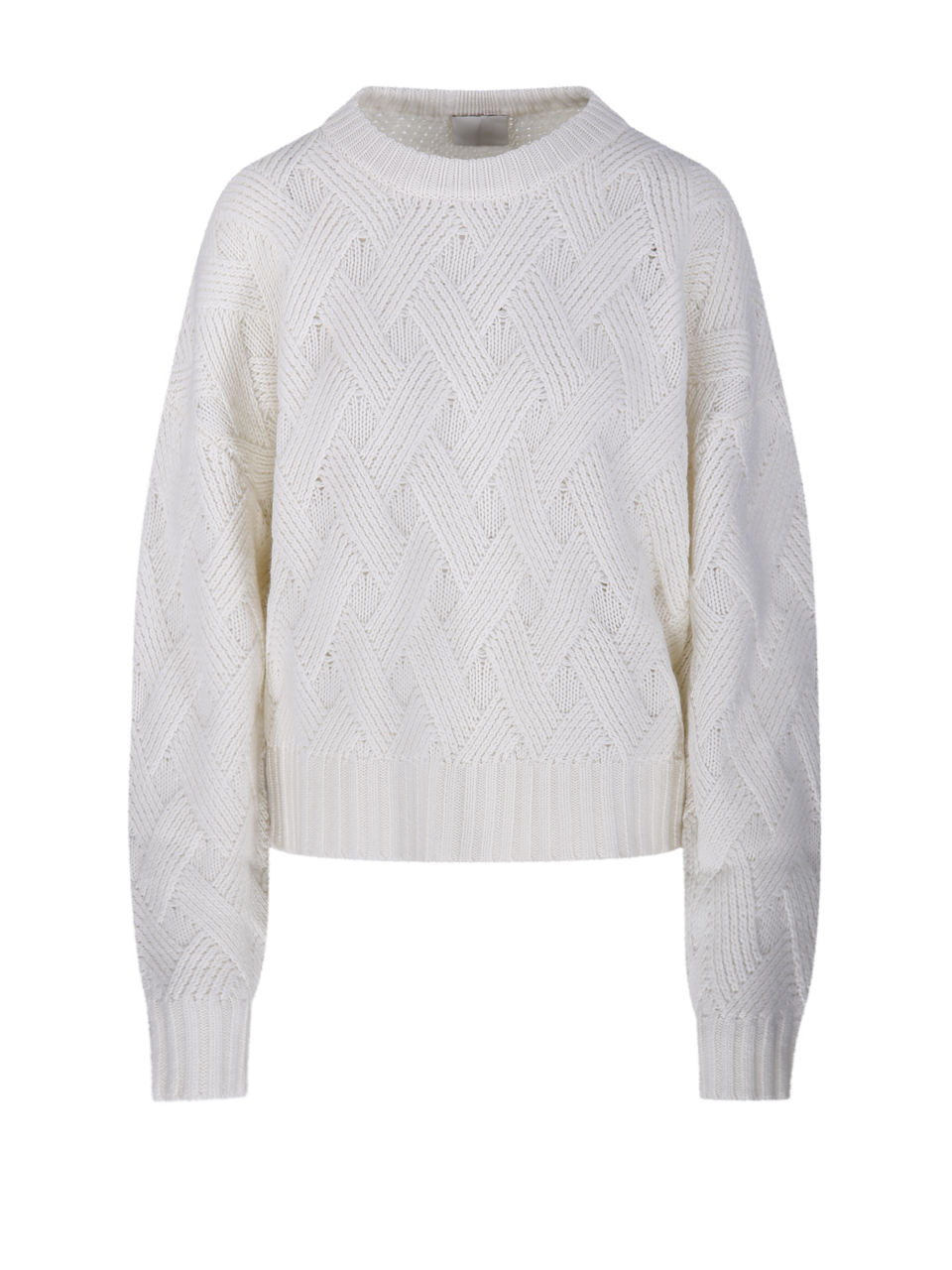 WOMAN ALLUDE WHITE WOOL RD SWEATER 
