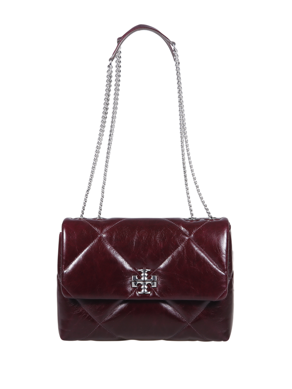 WOMAN TORY BURCH RED COW LEATHER KIRA DIAMOND SHOULDER BAG
