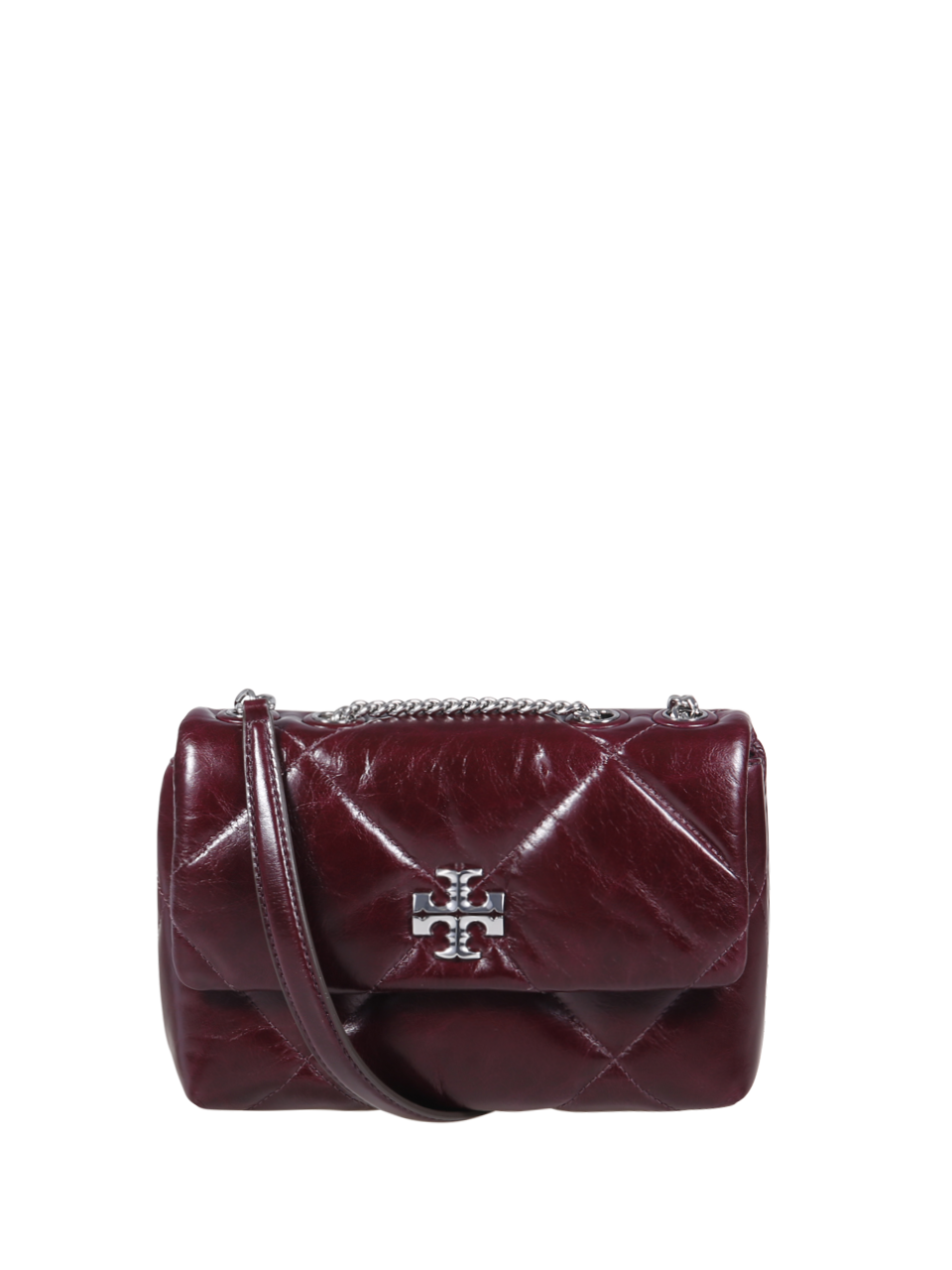 WOMAN TORY BURCH RED COW LEATHER KIRA DIAMOND SMALL SHOULDER BAG